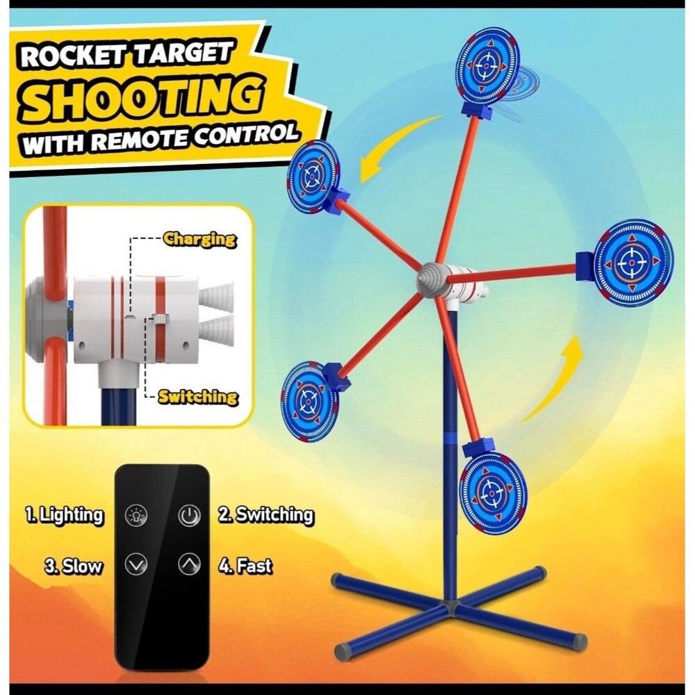 Rocket Rotating Electric Shooting Target W Remote 2 Guns For Nerf Style Target